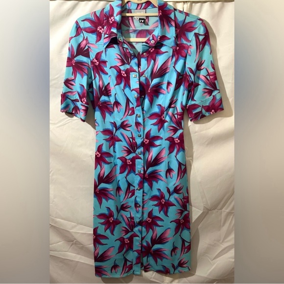 Versace Jeans Shirtdress Floral Print Button Down Dress - Picture 10 of 11